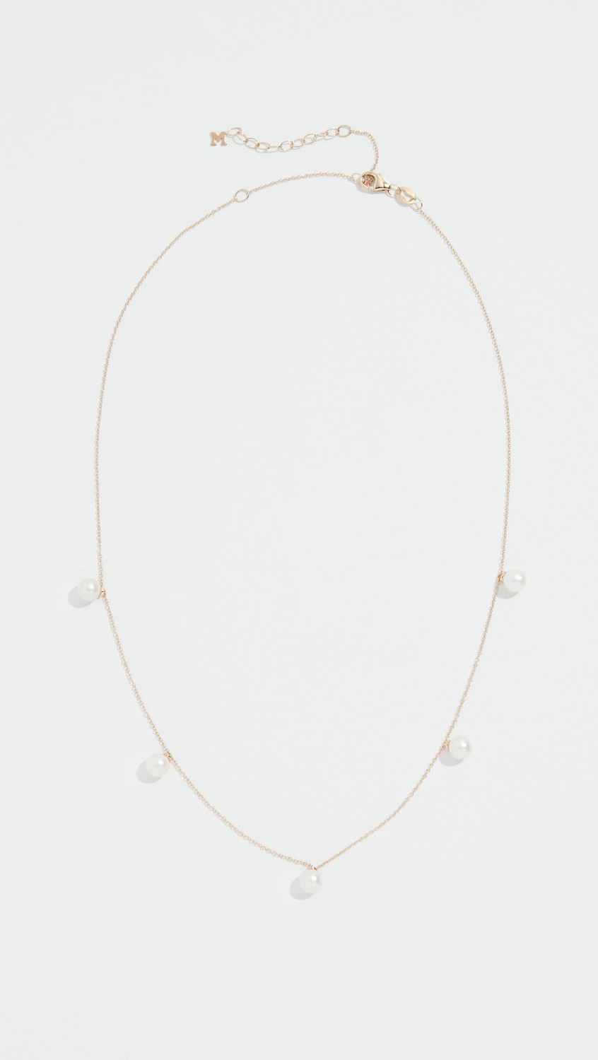 14K 5 Point Pearl Choker Necklace  |  Necklaces Jewelry Necklaces