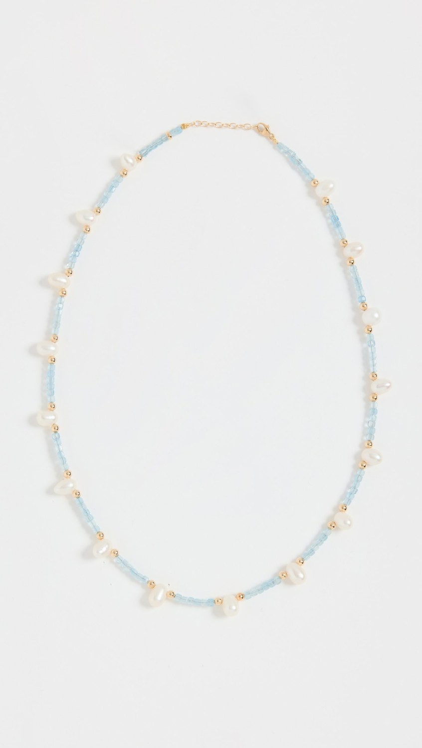 14K Aquamarine Pearl Gold Bead Necklace  |  Necklaces Jewelry Aquamarine/Pearl