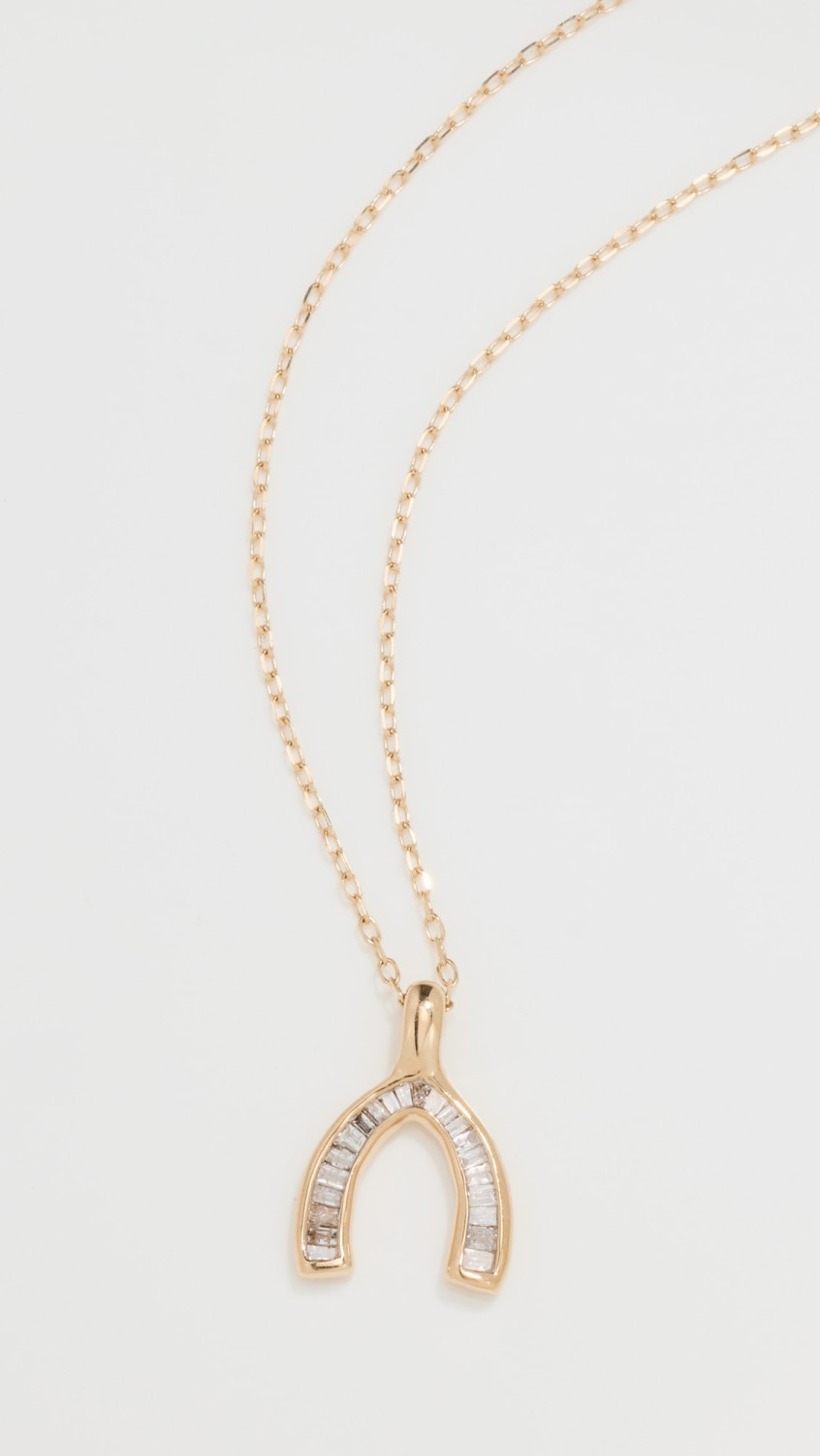 14K Baguette Wishbone Necklace  |  Necklaces Jewelry Gold/Diamond