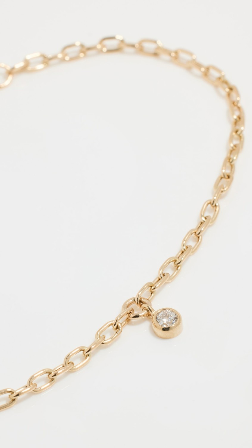 14K Bezel Diamonds Heavy Metal Chain Bracelet  |  Bracelets Bracelets 14K Yellow Gold