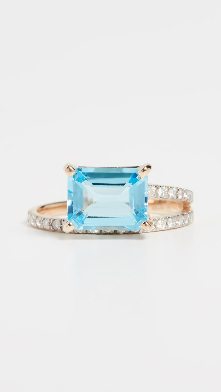 14K Blue Topaz Point Of Focus Ring  |  Rings Jewelry Rings