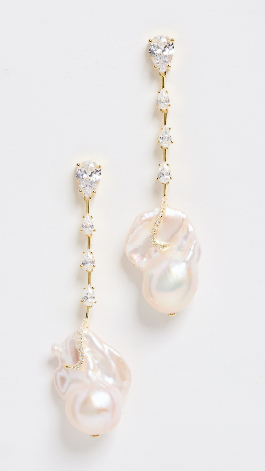 14K Dangling Baroque Pearl Stud Earrings  |  Earrings Earrings Earrings