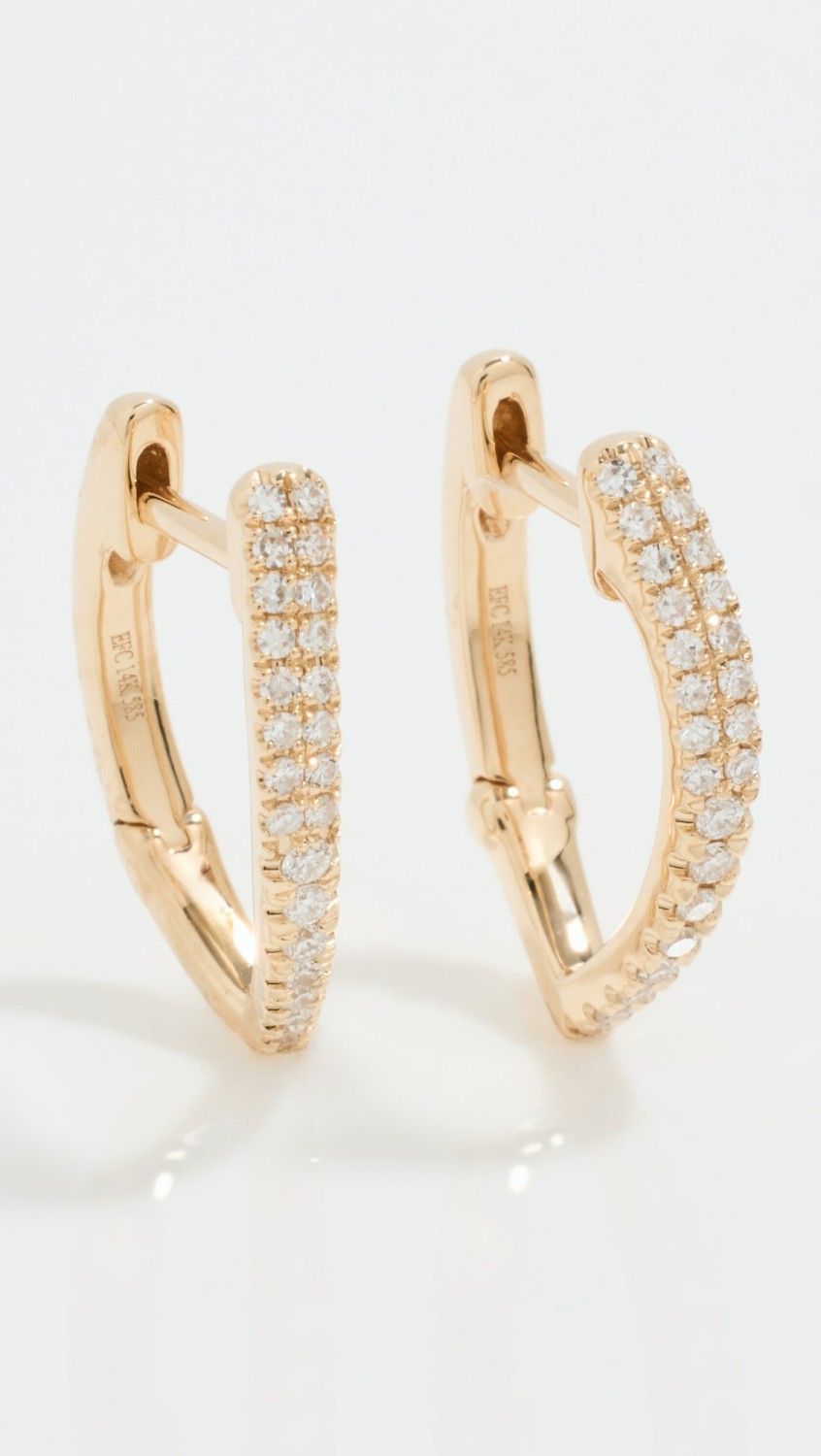 14K Diamond Pointed Huggie Earrings  |  Earrings Earrings Earrings