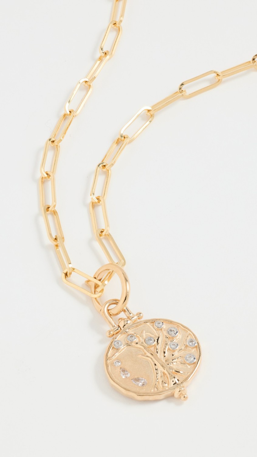 14K Engraved Tree Of Life Pendant On Narrow Necklace  |  Necklaces Jewelry 14K Yellow Gold