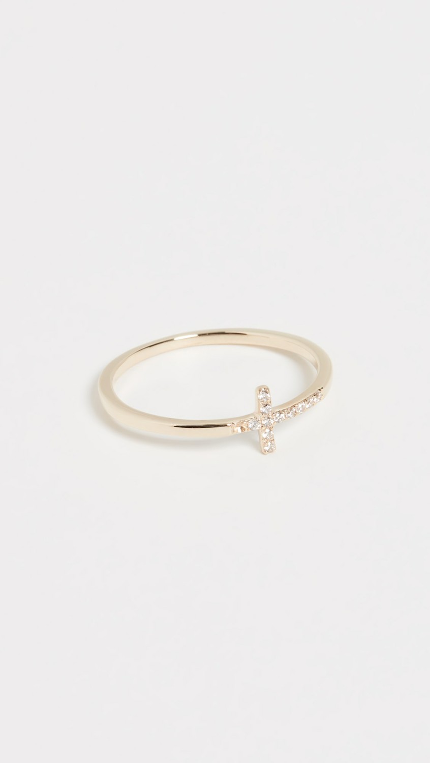 14K Gold Bent Cross Ring  |  Rings Jewelry Rings