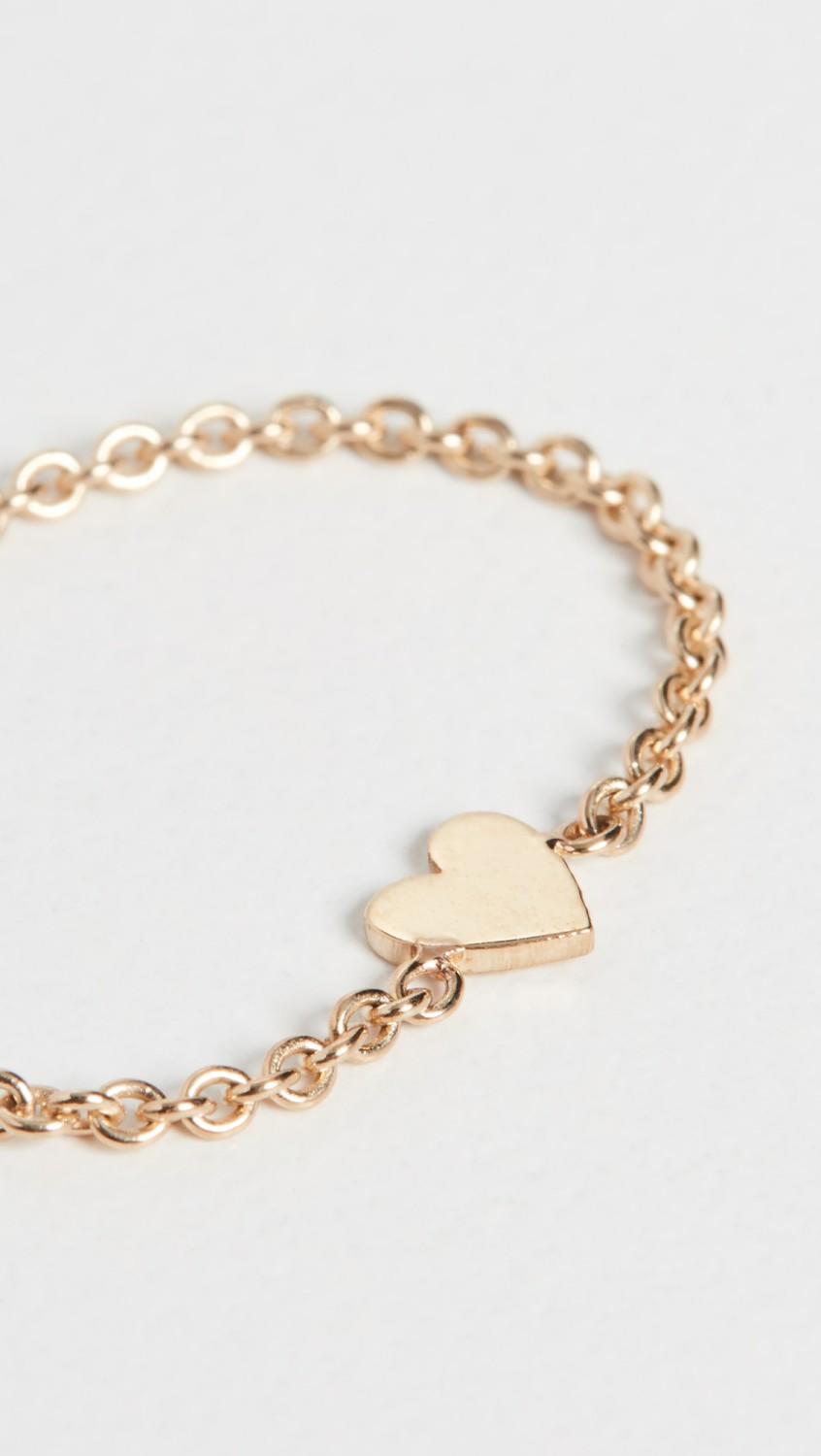 14K Gold Itty Bitty Heart Chain Ring  |  Rings Jewelry Rings