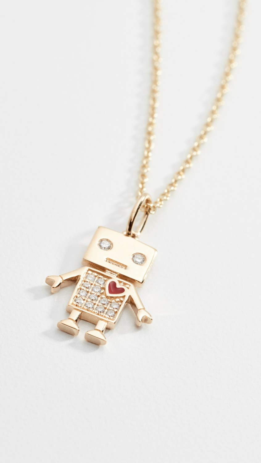 14K Gold Love Robot Necklace  |  Necklaces Jewelry Gold