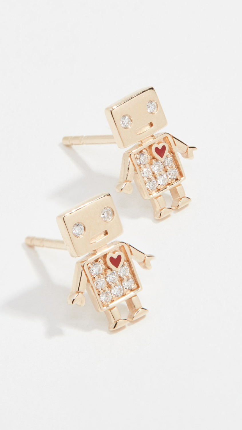 14K Gold Love Robot Stud Earrings  |  Earrings Earrings Earrings