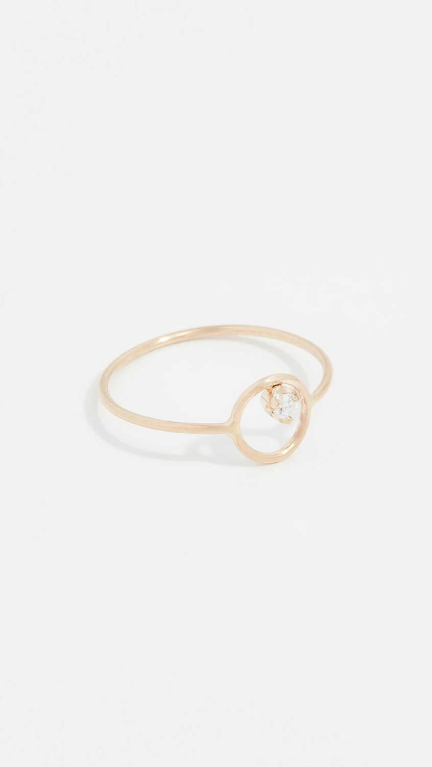 14K Gold Paris Circle Stacking Ring  |  Rings Jewelry Gold/Clear