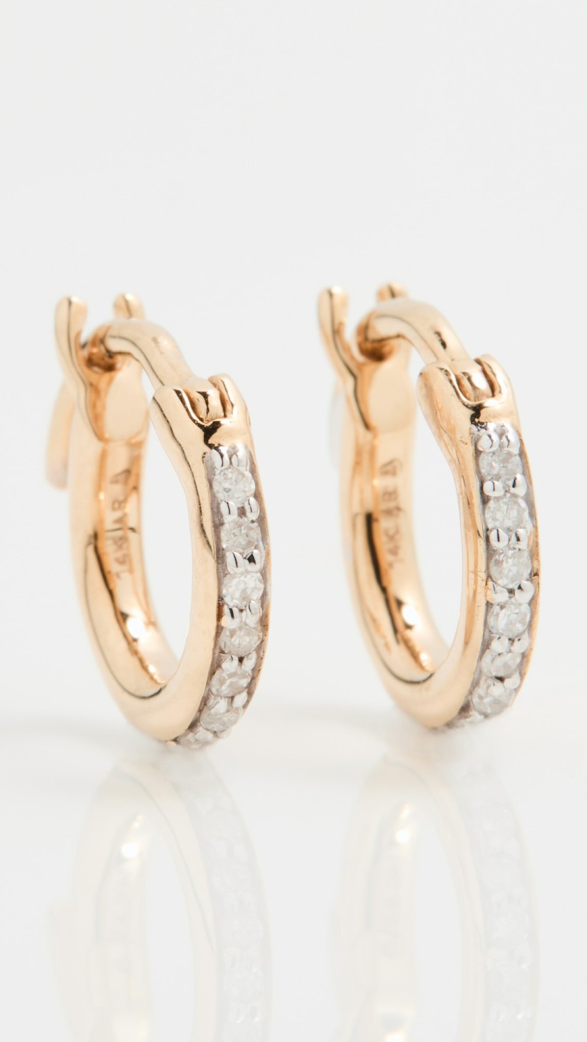 14K Gold Pave Huggie Hoop Earrings  |  Earrings Earrings Earrings