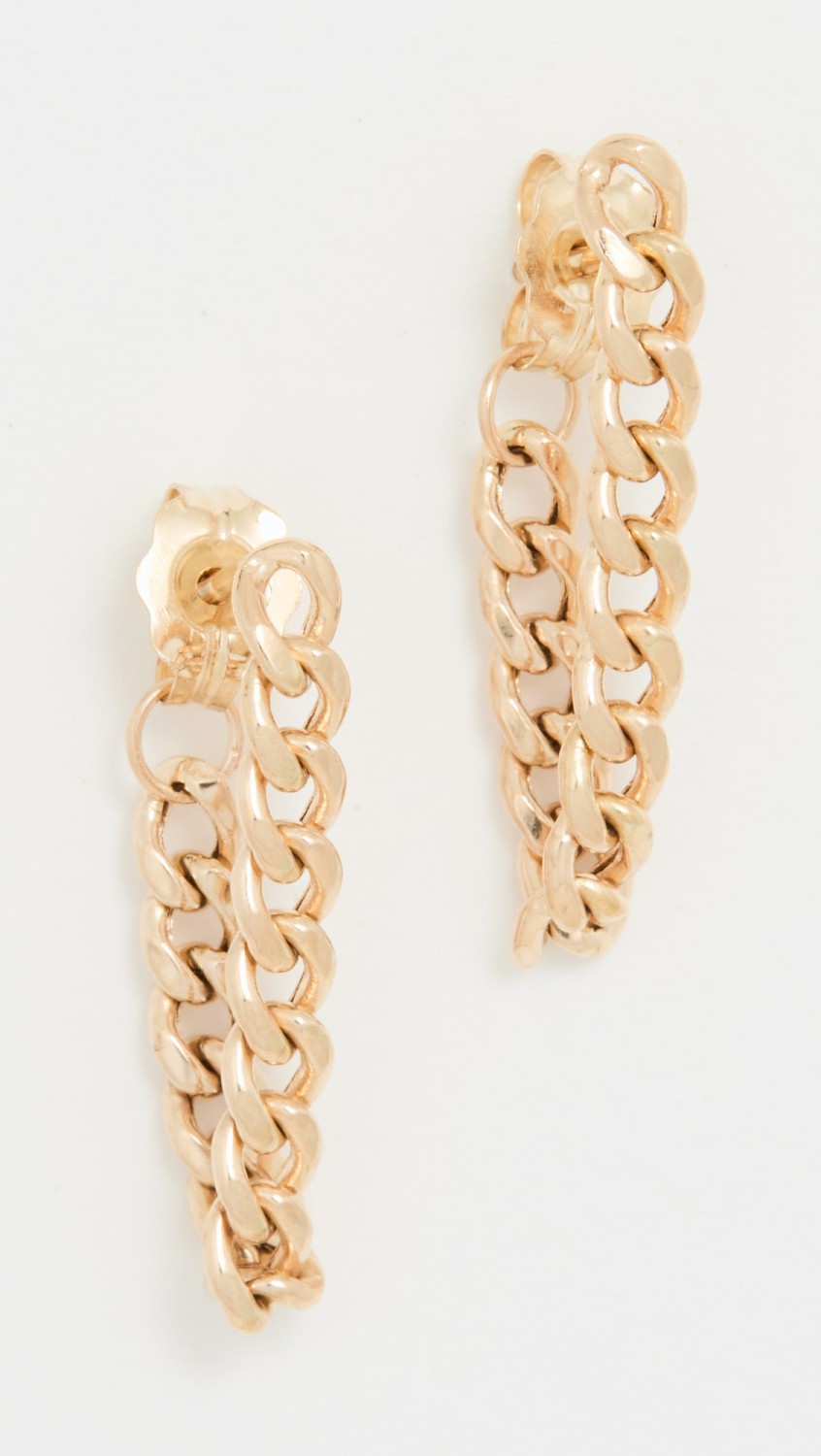 14K Gold Small Curb Chain Huggie Earrings  |  Earrings Earrings Earrings