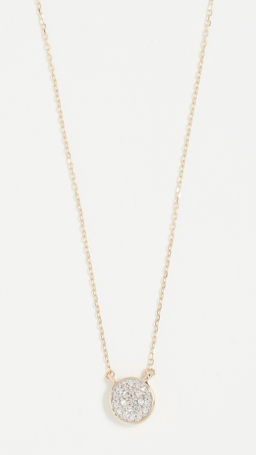 14K Gold Solid Pave Disc Necklace  |  Necklaces Jewelry Gold/Clear