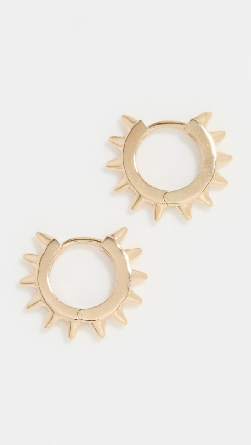 14K Gold Spiked Hinge Huggie Hoops  |  Earrings Earrings Earrings