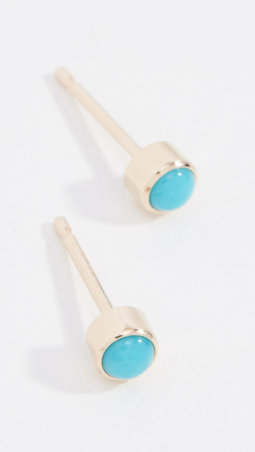 14K Gold Turquoise Gemstones Stud Earrings  |  Earrings Earrings Earrings