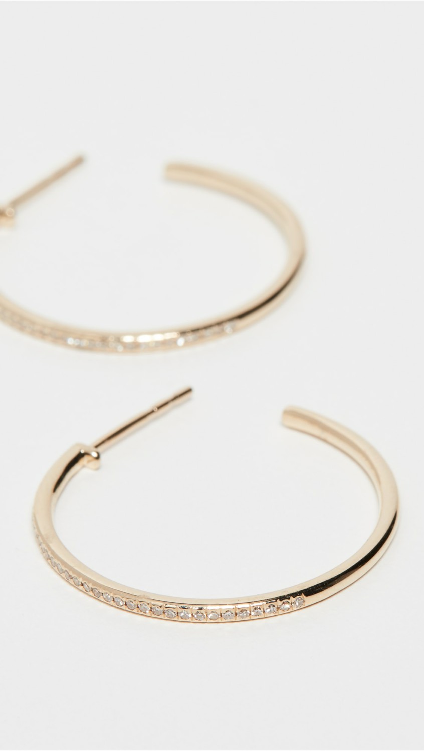 14K Half Diamond Essential Hoop Earrings  |  Earrings Earrings Earrings