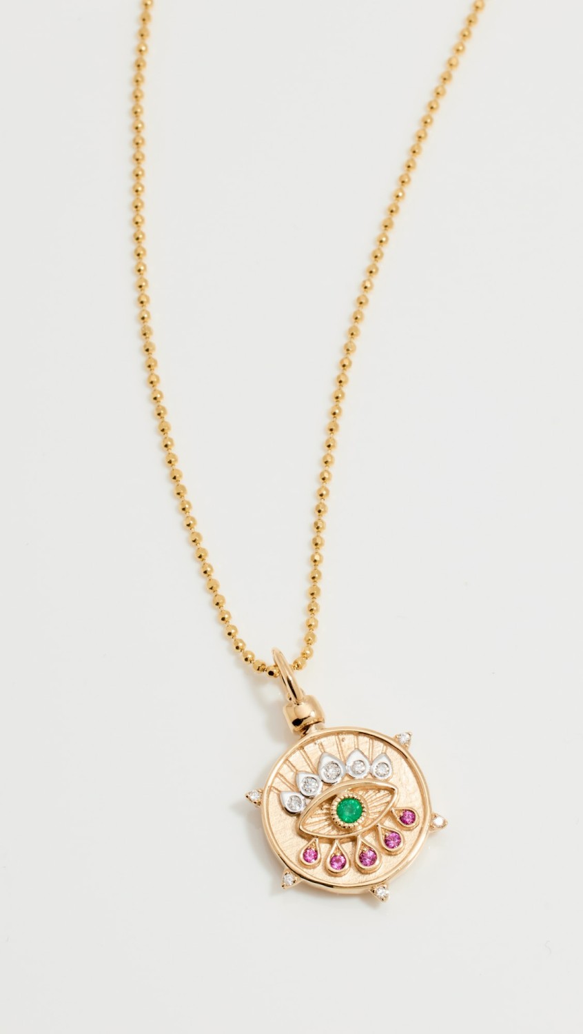 14K Hamsa And Evil Eye Double Sided Necklace  |  Necklaces Jewelry Gold Multi