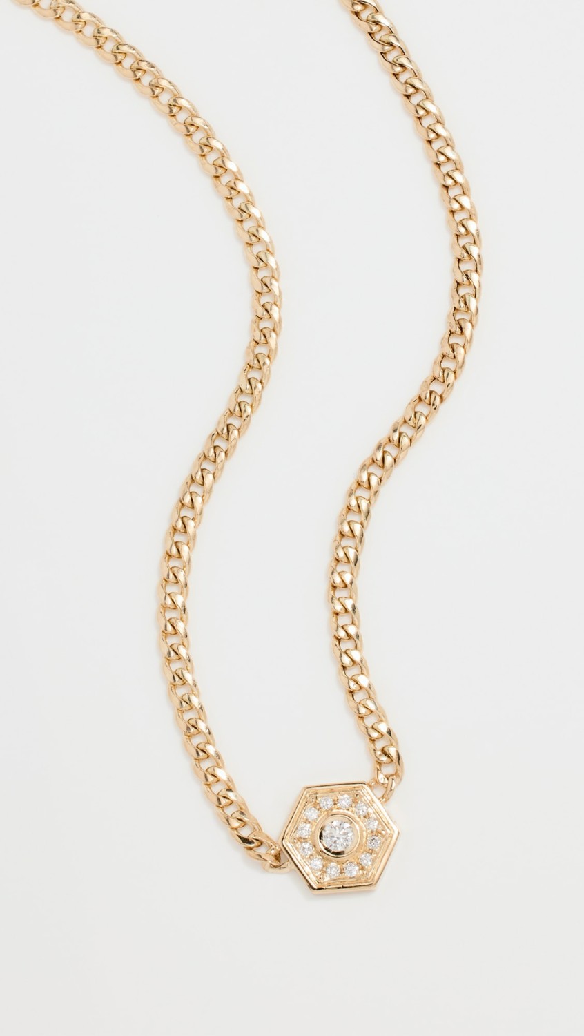 14K Hexagon Halo Necklace  |  Necklaces Jewelry Necklaces