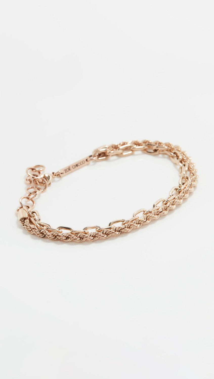 14K Medium Rope & Square Oval Link Double Chain Bracelet  |  Bracelets Bracelets Bracelets