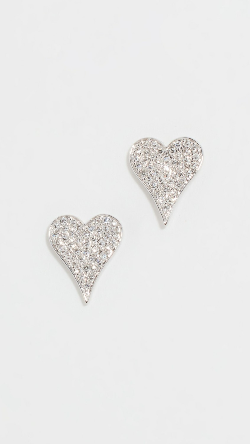 14K Pave Heart Studs  |  Earrings Earrings Earrings