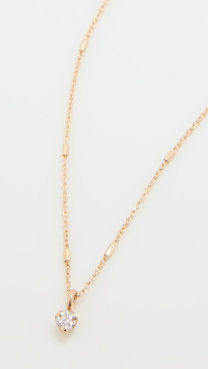 14K Prong Diamond On Tiny Bar And Cable Chain Necklace  |  Necklaces Jewelry Necklaces