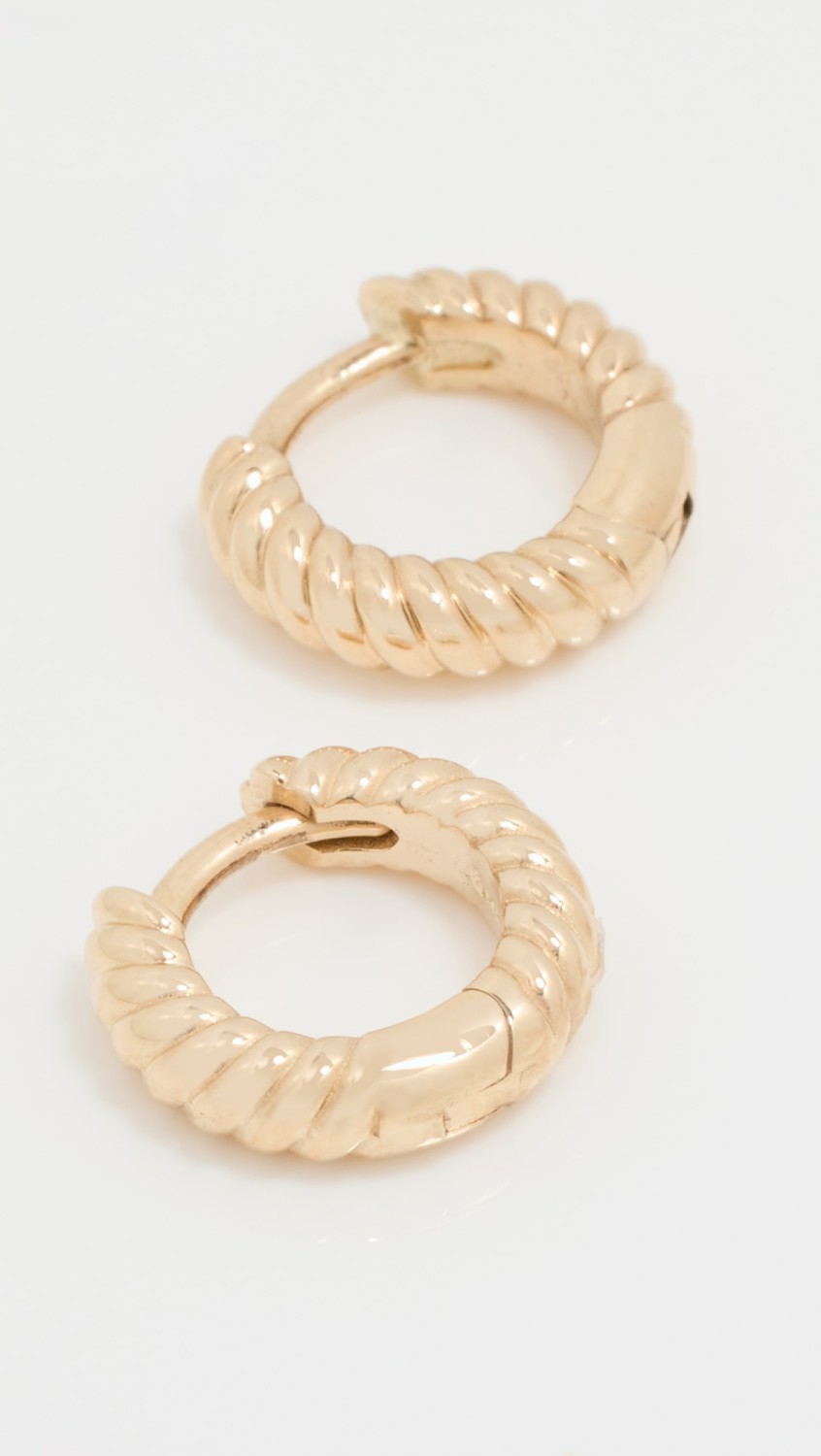 14K Simple Gold Hinged Huggies  |  Earrings Earrings Earrings