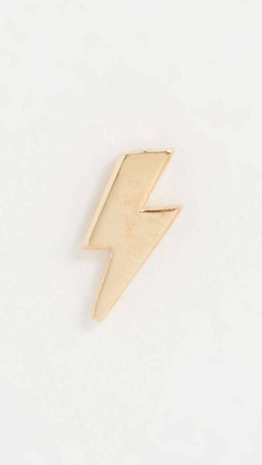 14K Single Itty Bitty Lightning Bolt Stud Earring  |  Earrings Earrings Earrings