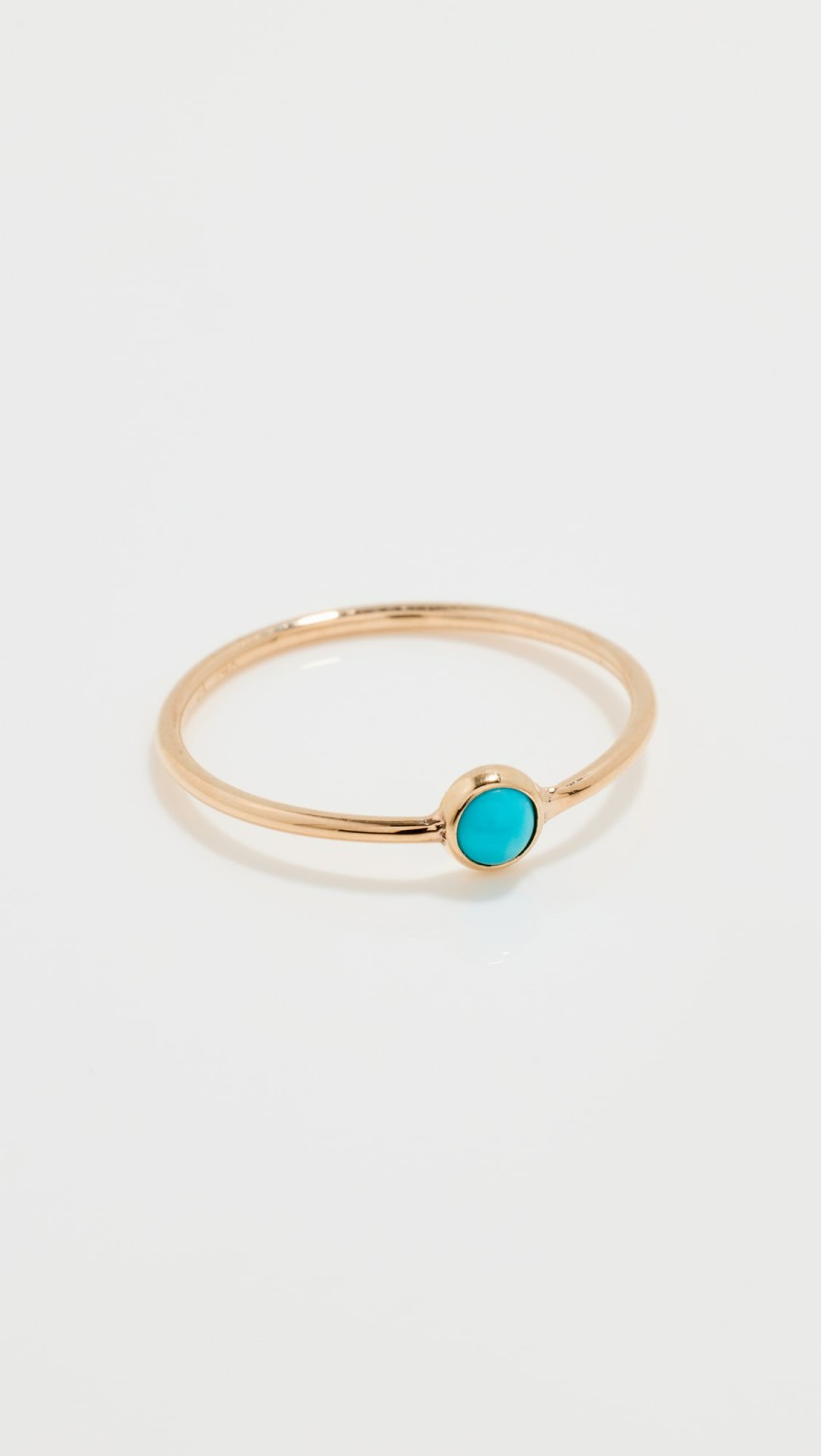 14K Single Turquoise Gemtstone Stacking Ring  |  Rings Jewelry 14K Yellow Gold/Turquoise