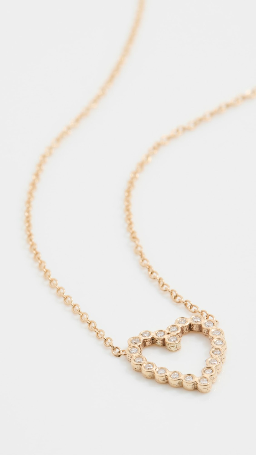 14K Small Diamond Bezel Heart Necklace  |  Necklaces Jewelry 14K Gold