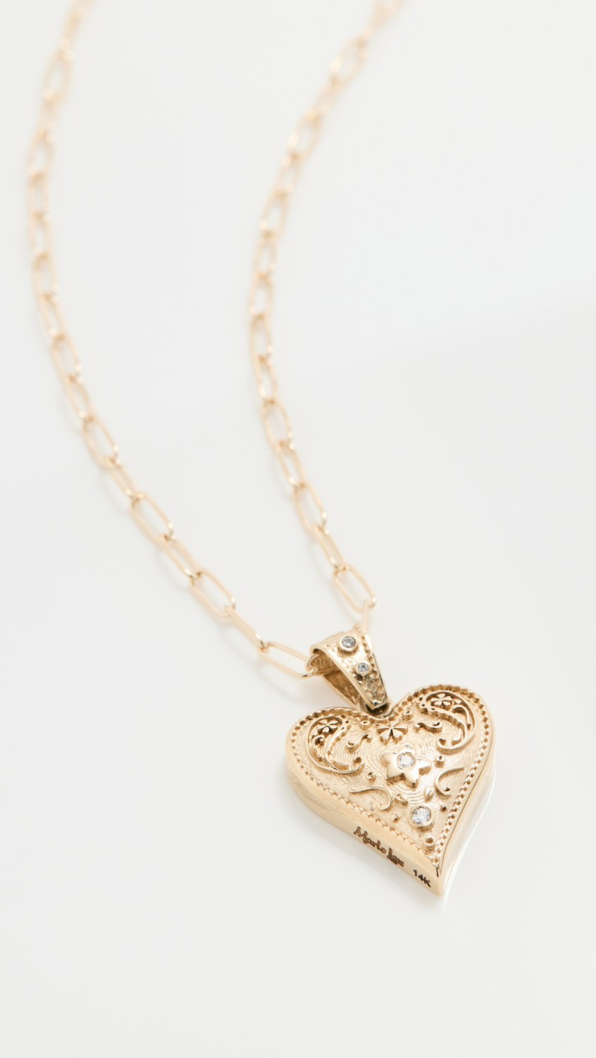 14K Small Southwestern Heart Charm Necklace  |  Necklaces Jewelry Necklaces