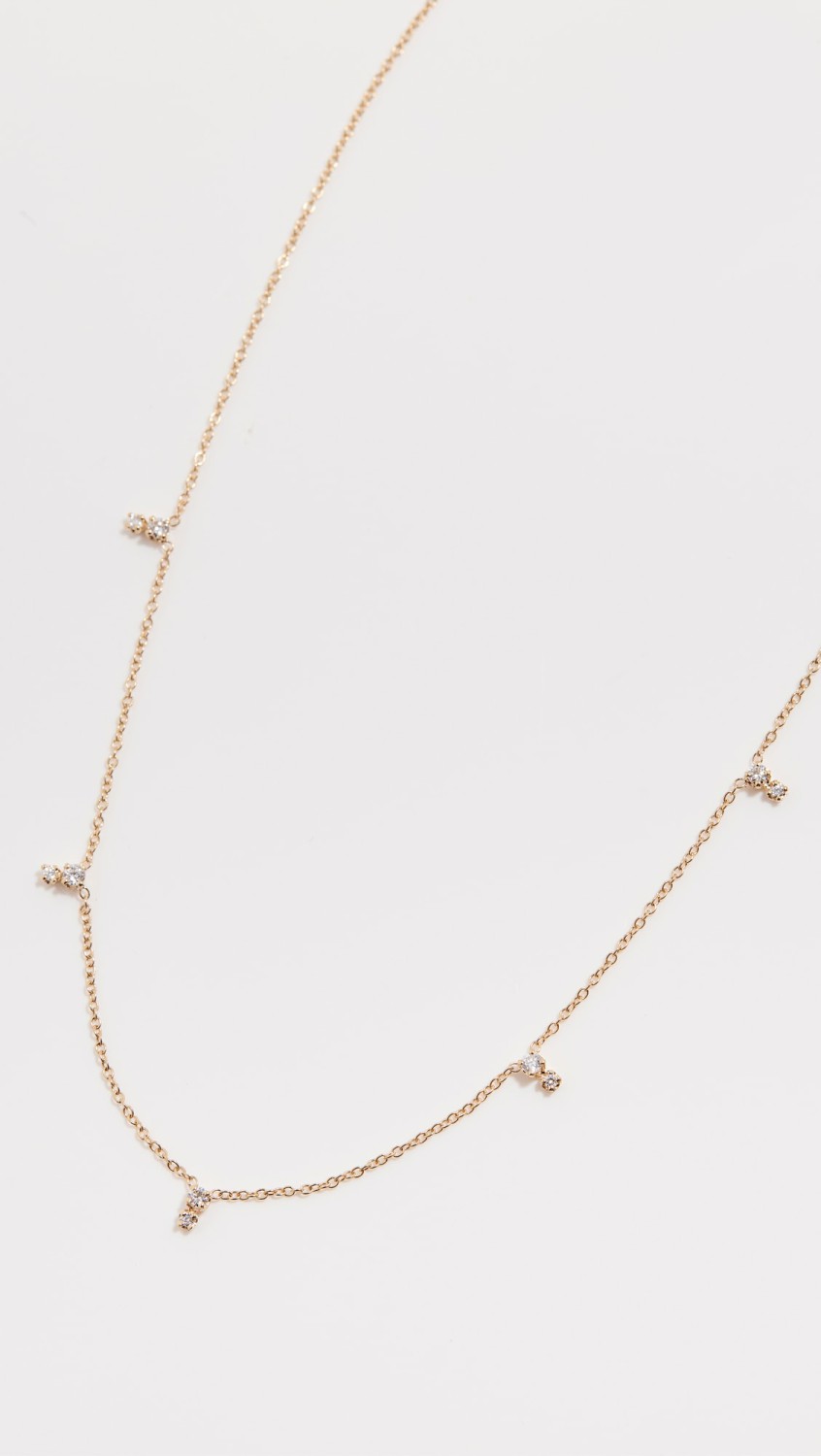 14K Stacked Prong Diamond Station Necklace  |  Necklaces Jewelry 14K Gold