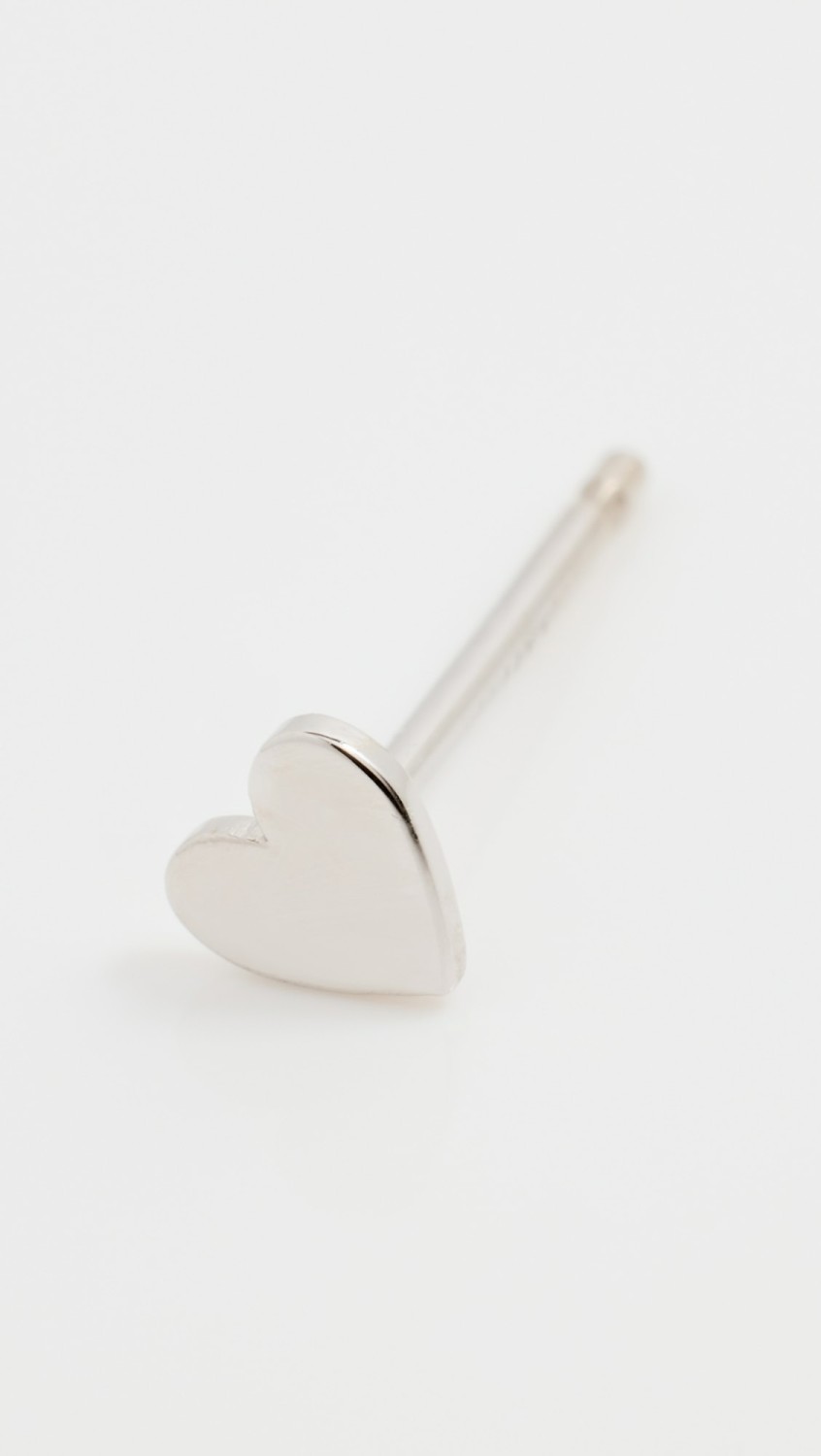 14K White Gold Single Itty Bitty Heart Stud Earring  |  Earrings Earrings Earrings