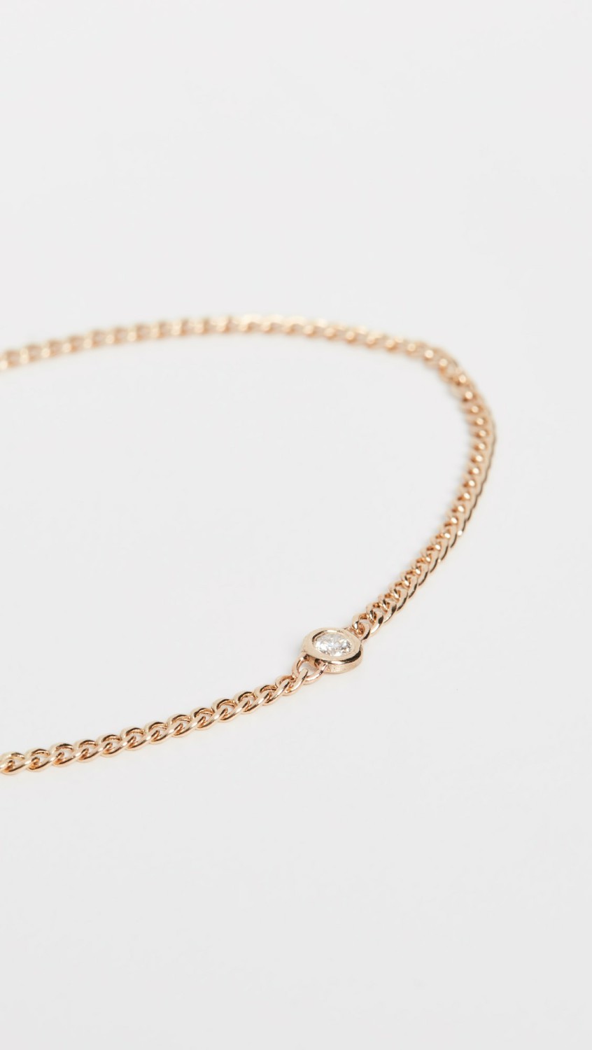 14K Xs Curb Chain Bracelet With Floating Diamond  |  Bracelets Bracelets Bracelets