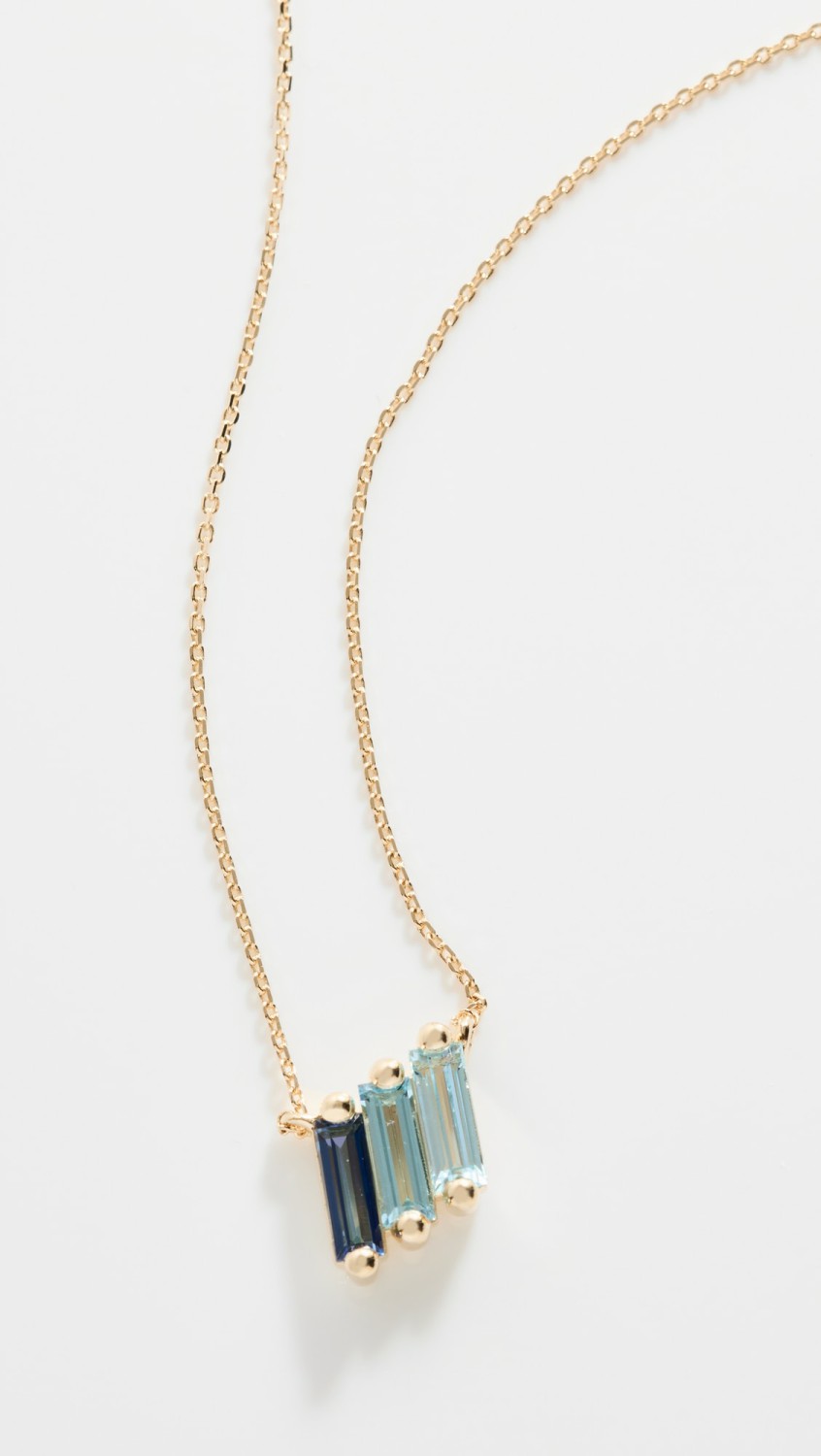 14K Yellow Gold Necklace Zigzag Bar  |  Necklaces Jewelry Blue Multi Topaz