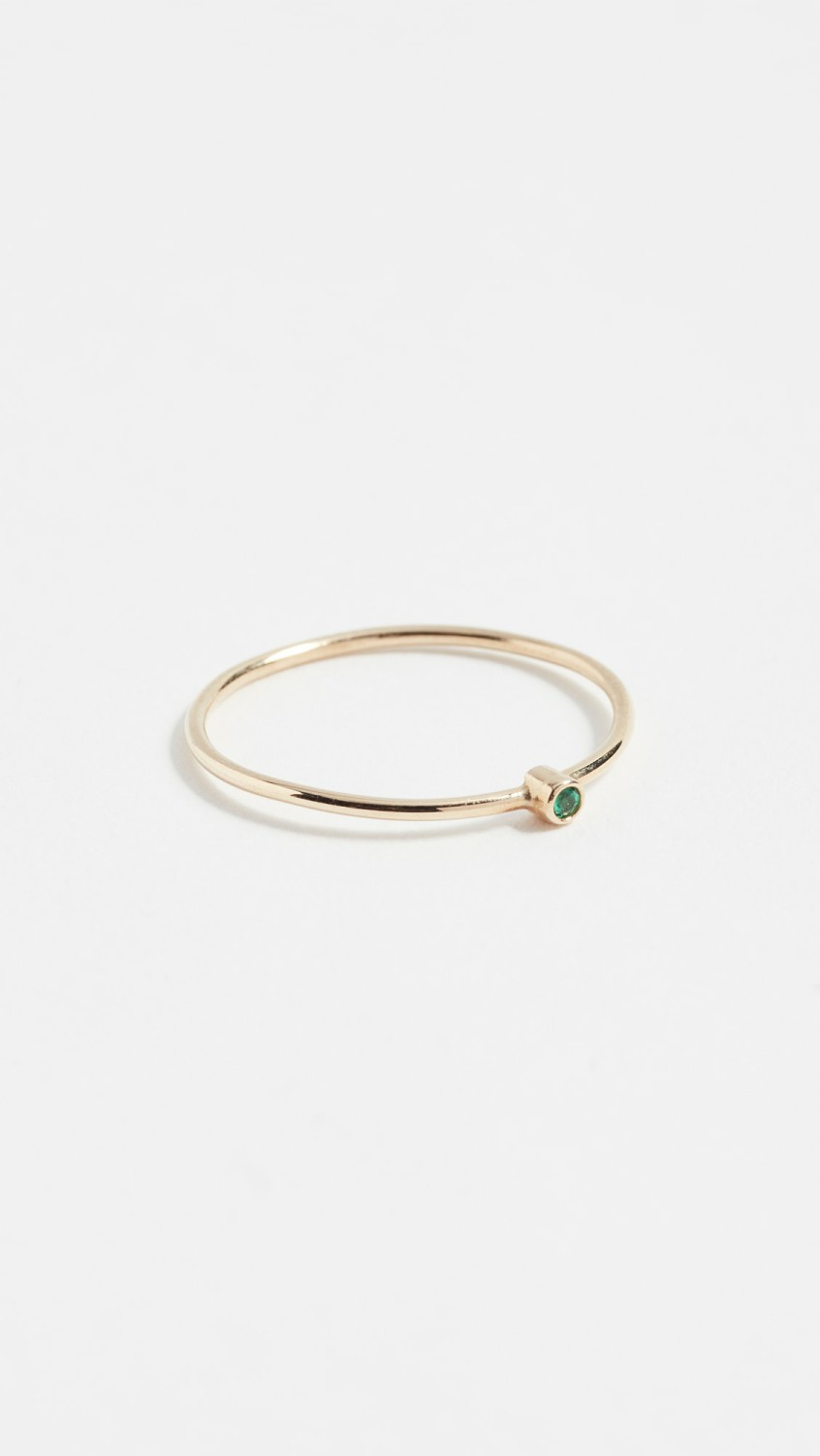 18K Gold Thin Emerald Ring  |  Rings Jewelry Emerald