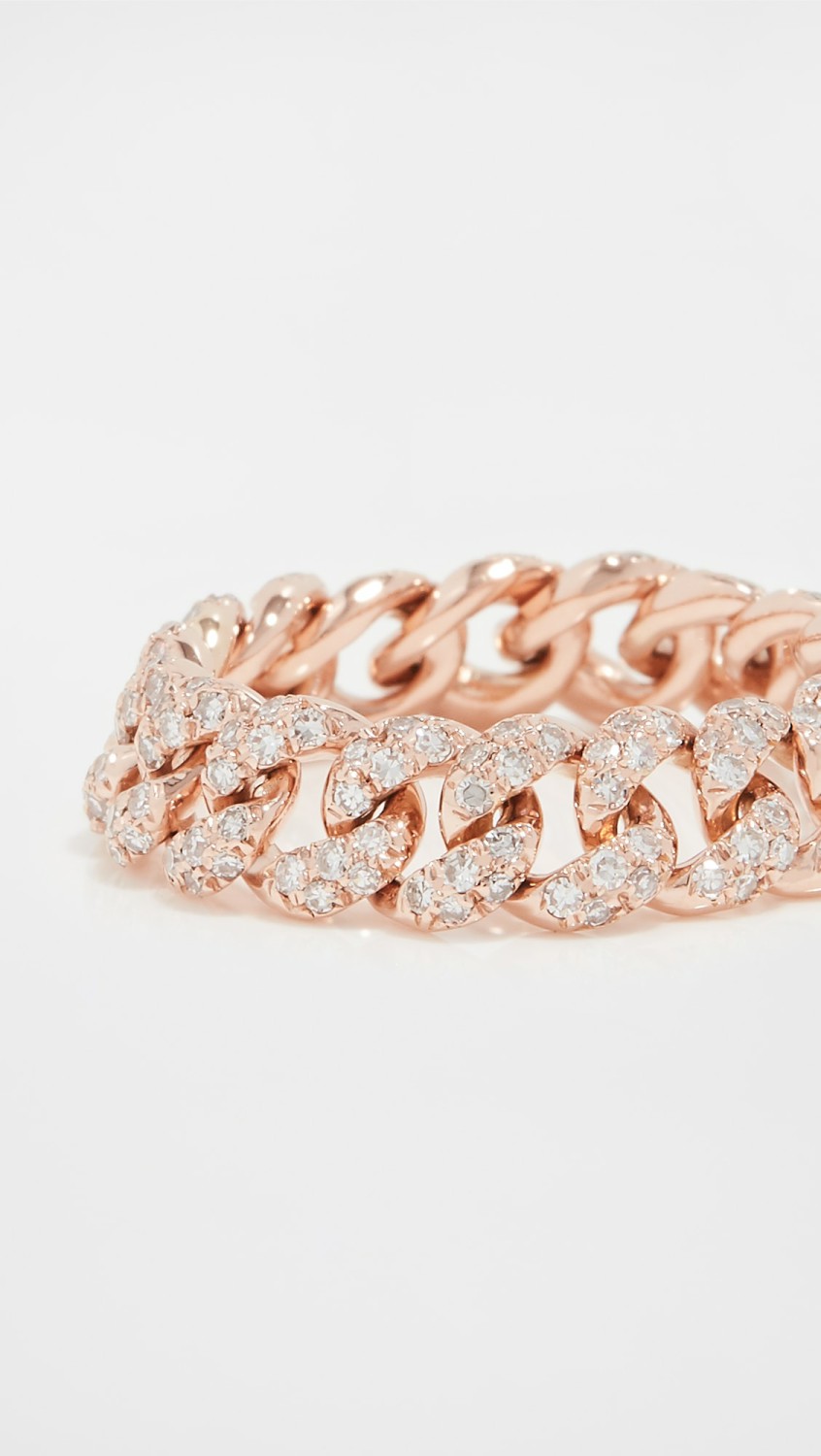 18K Mini Pave Diamond Link Ring  |  Rings Jewelry Rings