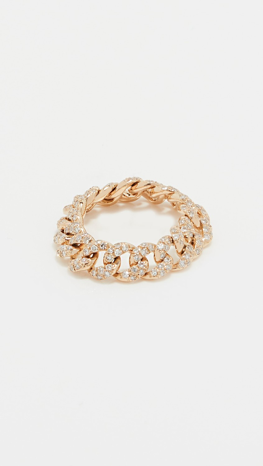 18K Mini Pave Diamond Link Ring  |  Rings Jewelry Rings