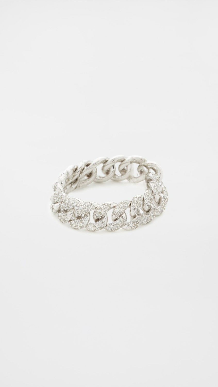 18K Mini Pave Diamond Link Ring  |  Rings Jewelry Rings