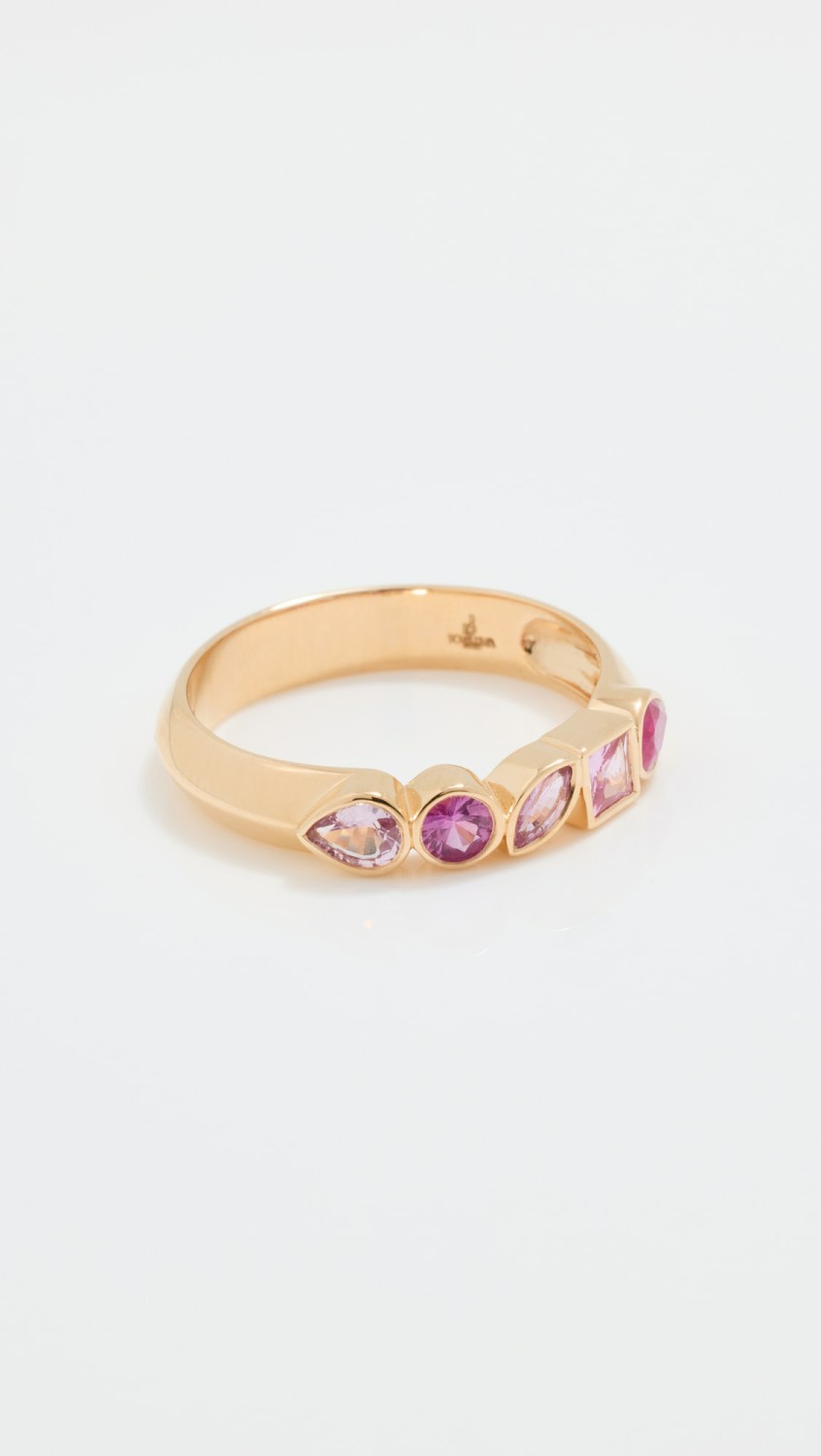 18K Multi Shape Bezel Band  |  Rings Jewelry Pink Sapphire