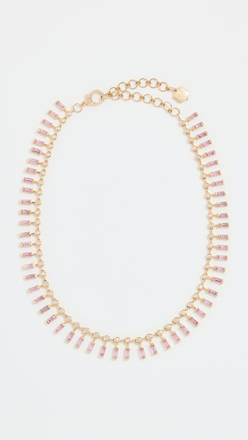 18K Pink Sapphire & Diamond Dot Dash Necklace  |  Necklaces Jewelry Necklaces