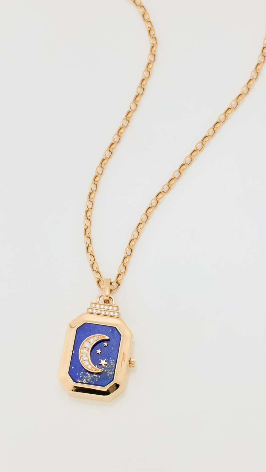 18K Push Button Locket  |  Necklaces Jewelry Lapis