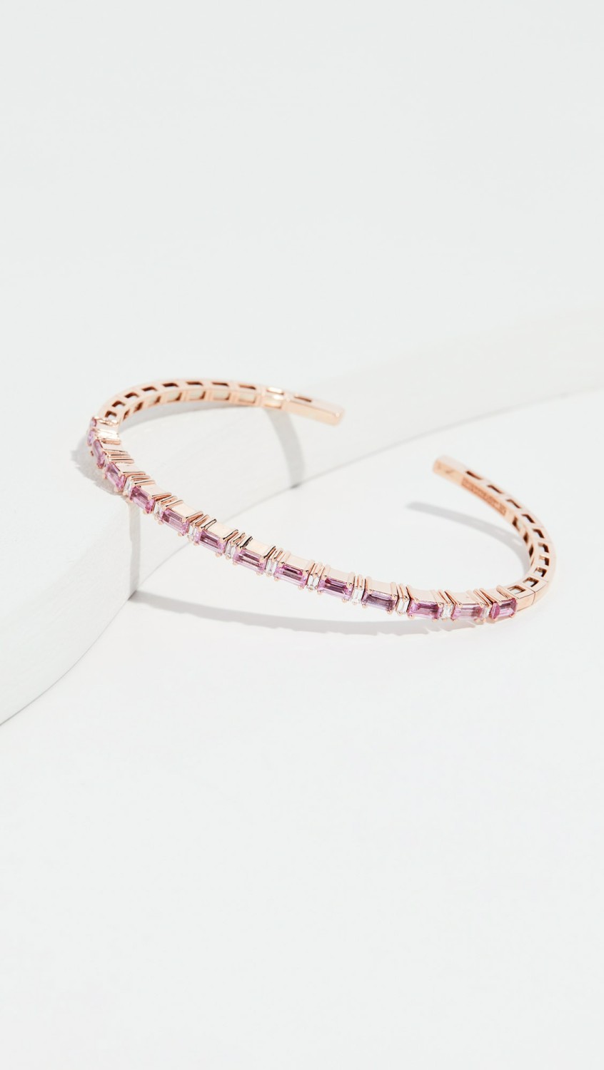 18K Rose Gold Diamond & Pink Sapphire Bangle Bracelet  |  Bracelets Bracelets Bracelets