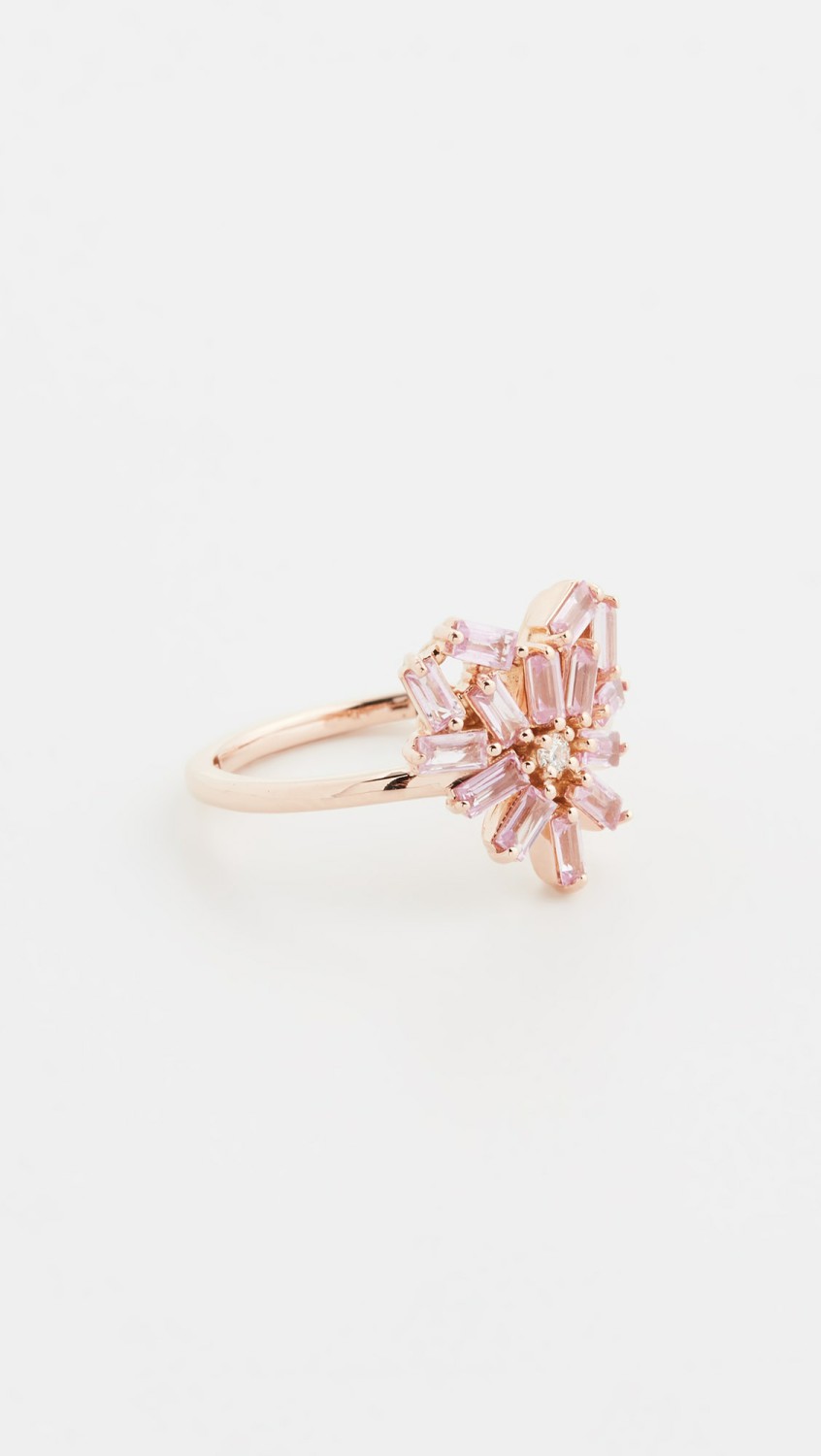 18K Rose Gold Fireworks Small Rounded Pink Sapphire Heart Ring  |  Rings Jewelry Rings