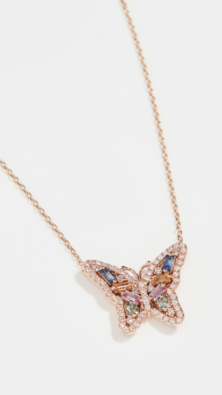 18K Rose Gold Pastel Fireworks Butterfly Necklace  |  Necklaces Jewelry Necklaces