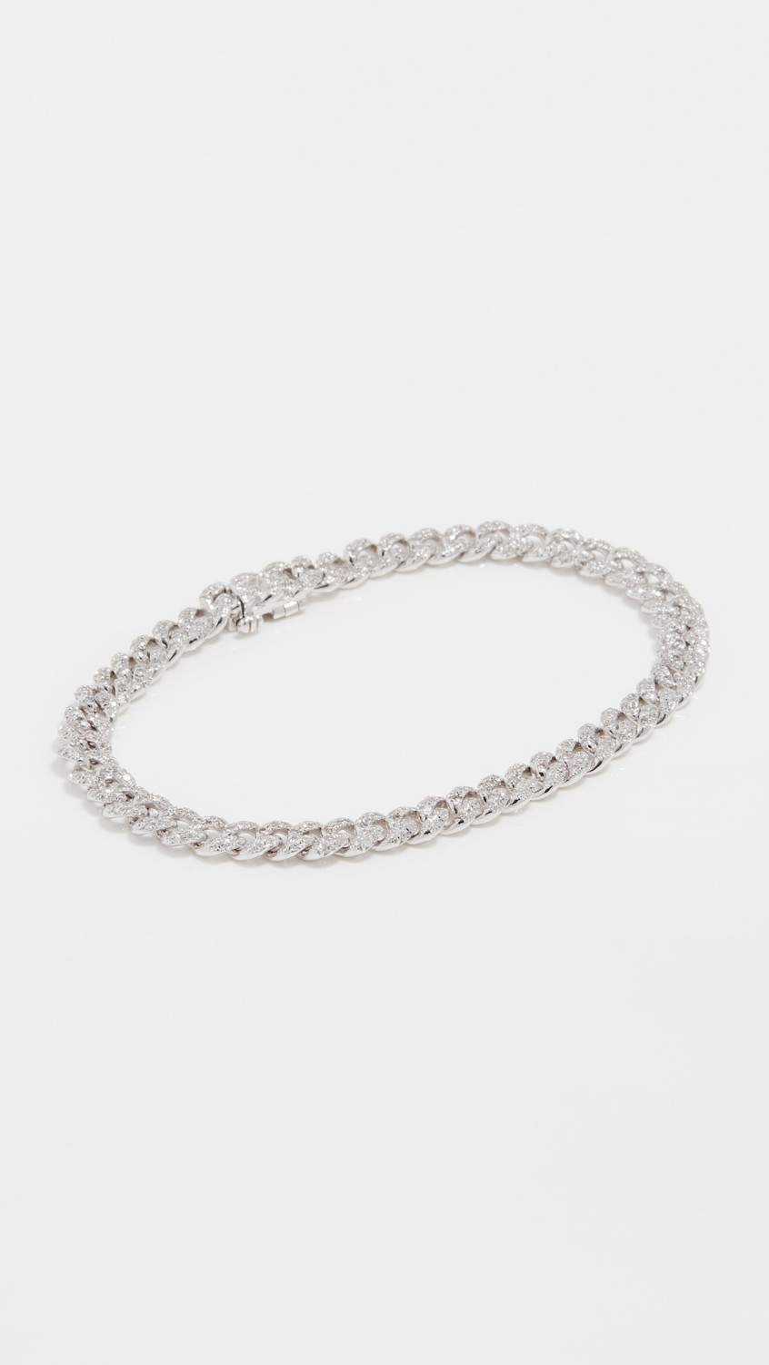 18K White Gold Mini Pave Link Bracelet  |  Bracelets Bracelets Bracelets