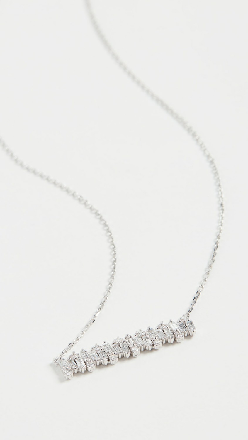 18K White Gold Shimmer Bar Necklace  |  Necklaces Jewelry Necklaces