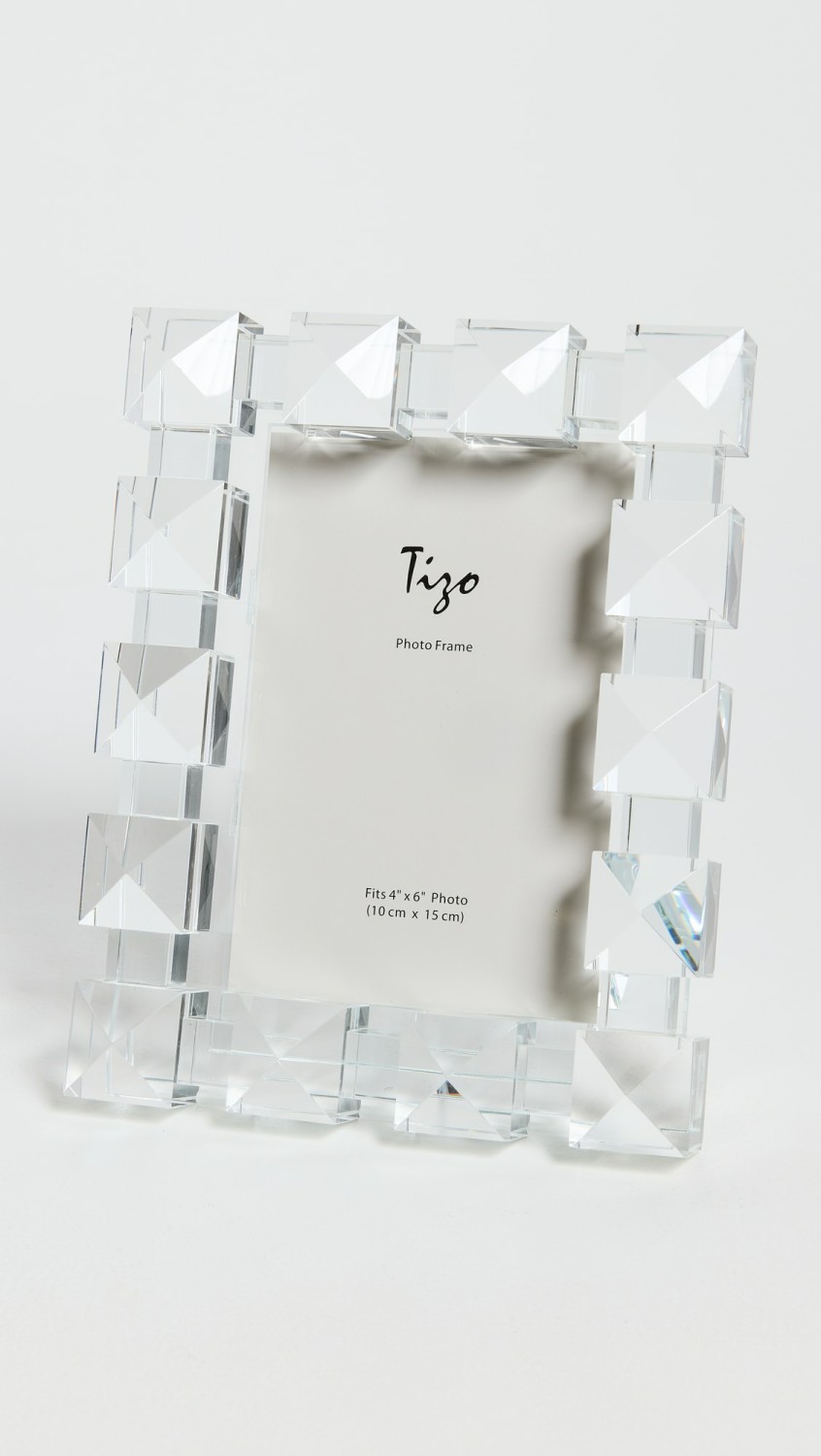 4X6 Glass Square Pyramid Photo Frame  |  Décor Décor Clear