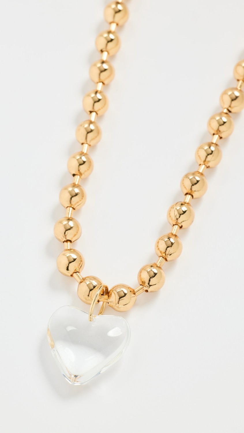 Beaded Heart Necklace  |  Necklaces Jewelry Gold/Clear