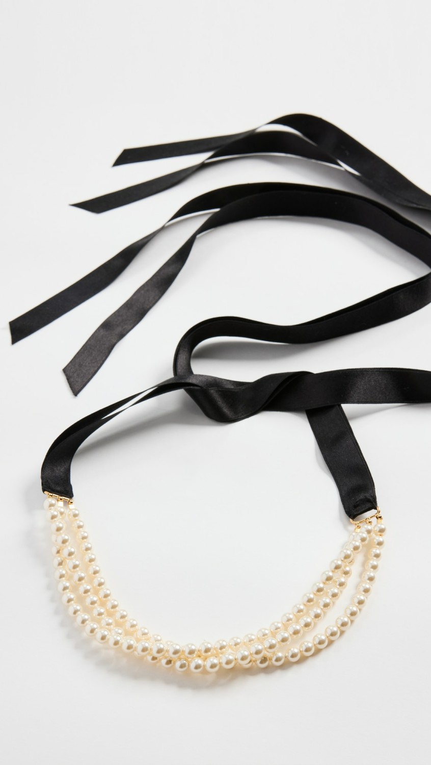 Blaire Ribbon Tie Necklace  |  Necklaces Jewelry Black