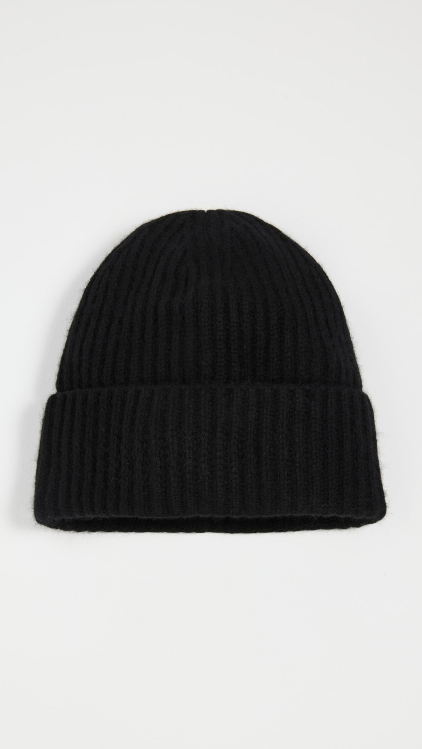 Cashmere Luxe Ribbed Beanie  |  Hats Accessories Black