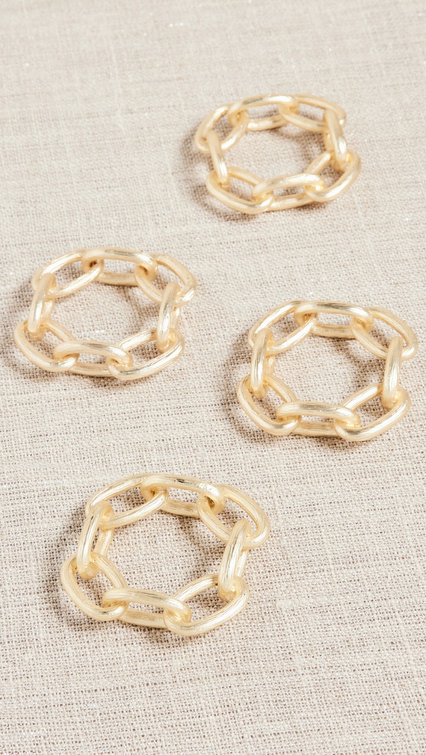 Chain Link Napkin Ring Set  |  Tabletop Home Gold